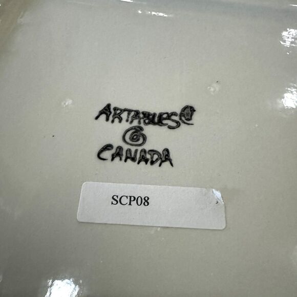 Artables Canada Dinner Plate Hand-Painted Square Ceramic Whimsical Moose - Picture 6 of 7
